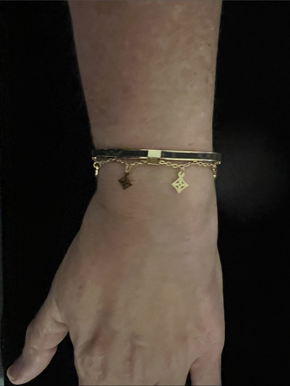 Gold Tone Charm Bangle Bracelet - Designer Inspired